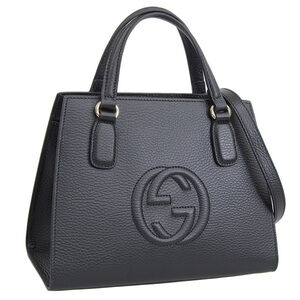 Gucci Outlet Leather Shoulder Bag Black